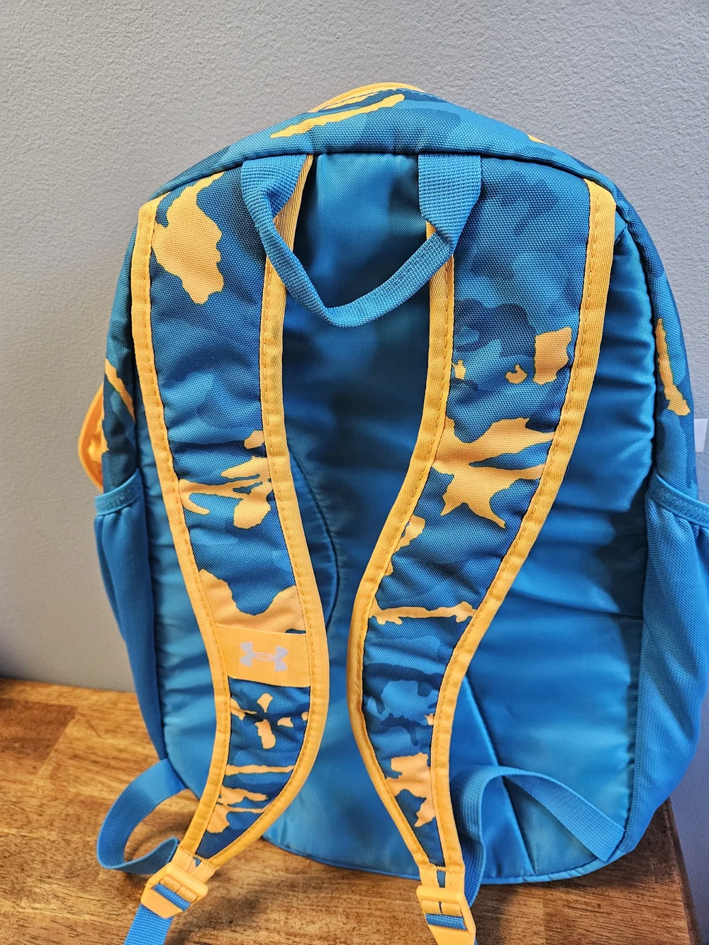 Under Armour Blue & Orange Camo Backpack EUC